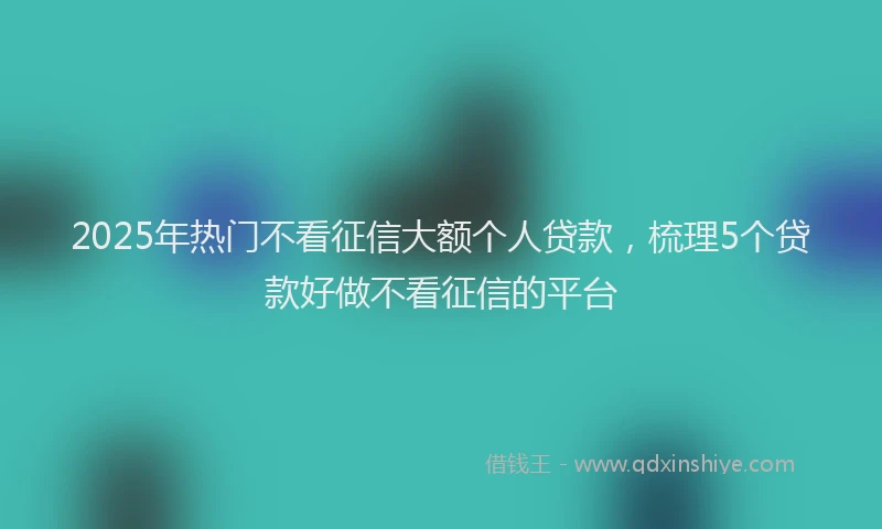 2025年热门不看征信大额个人贷款，梳理5个贷款好做不看征信的平台