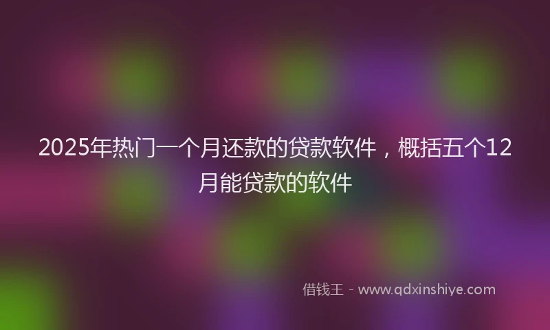 2025年热门一个月还款的贷款软件，概括五个12月能贷款的软件