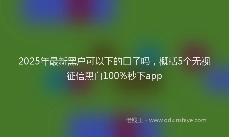 2025年最新黑户可以下的口子吗，概括5个无视征信黑白100%秒下app