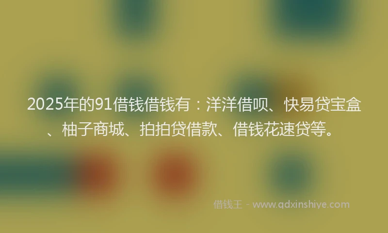2025年的91借钱借钱有：洋洋借呗、快易贷宝盒、柚子商城、拍拍贷借款、借钱花速贷等。