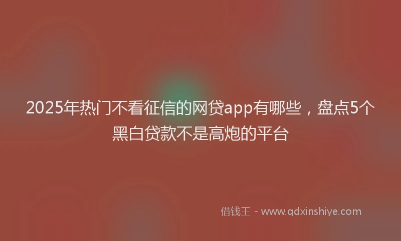 2025年热门不看征信的网贷app有哪些，盘点5个黑白贷款不是高炮的平台