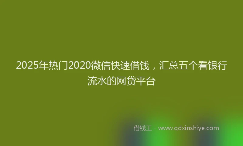 2025年热门2020微信快速借钱，汇总五个看银行流水的网贷平台