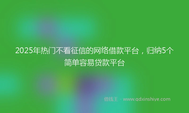 2025年热门不看征信的网络借款平台,归纳5个简单容易贷款平台