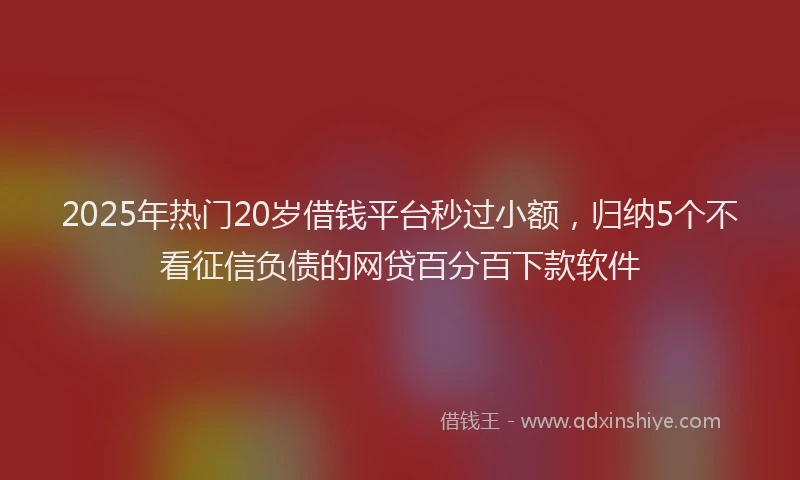 2025年热门20岁借钱平台秒过小额，归纳5个不看征信负债的网贷百分百下款软件