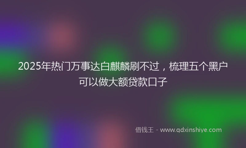 2025年热门万事达白麒麟刷不过，梳理五个黑户可以做大额贷款口子