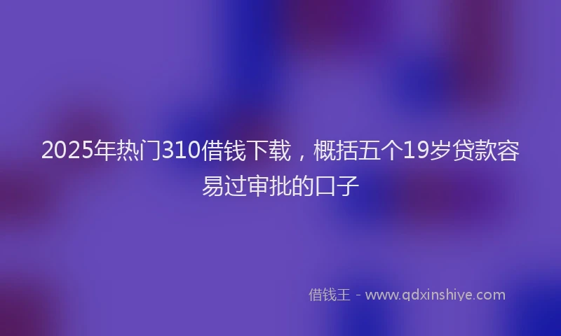 2025年热门310借钱下载，概括五个19岁贷款容易过审批的口子