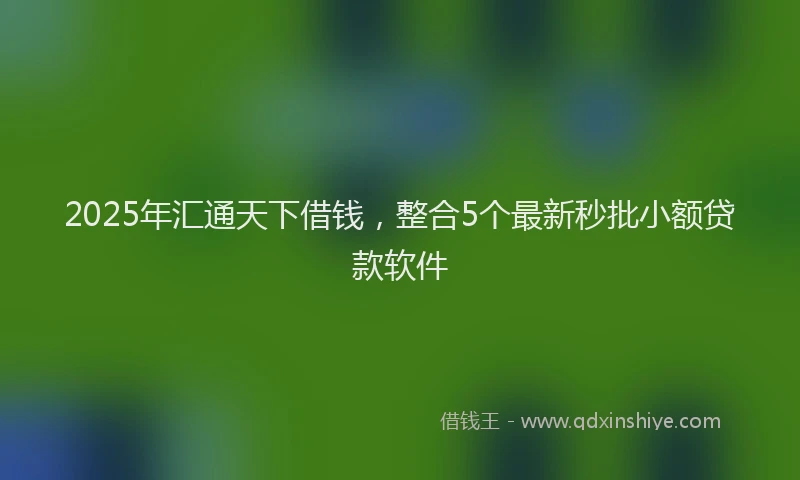2025年汇通天下借钱，整合5个最新秒批小额贷款软件