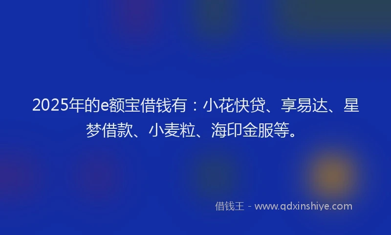 2025年的e额宝借钱有：小花快贷、享易达、星梦借款、小麦粒、海印金服等。