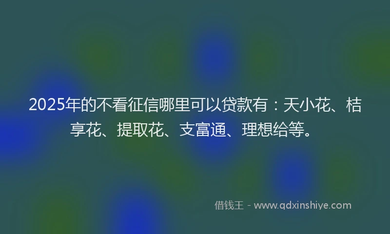 2025年的不看征信哪里可以贷款有：天小花、桔享花、提取花、支富通、理想给等。