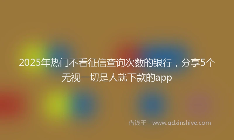 2025年热门不看征信查询次数的银行，分享5个无视一切是人就下款的app