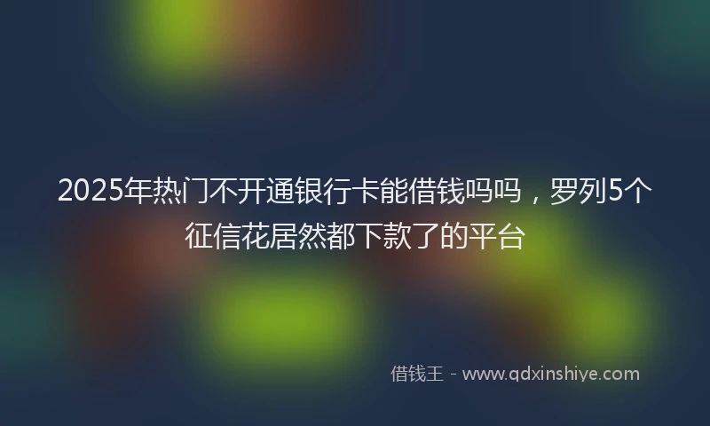 2025年热门不开通银行卡能借钱吗吗，罗列5个征信花居然都下款了的平台