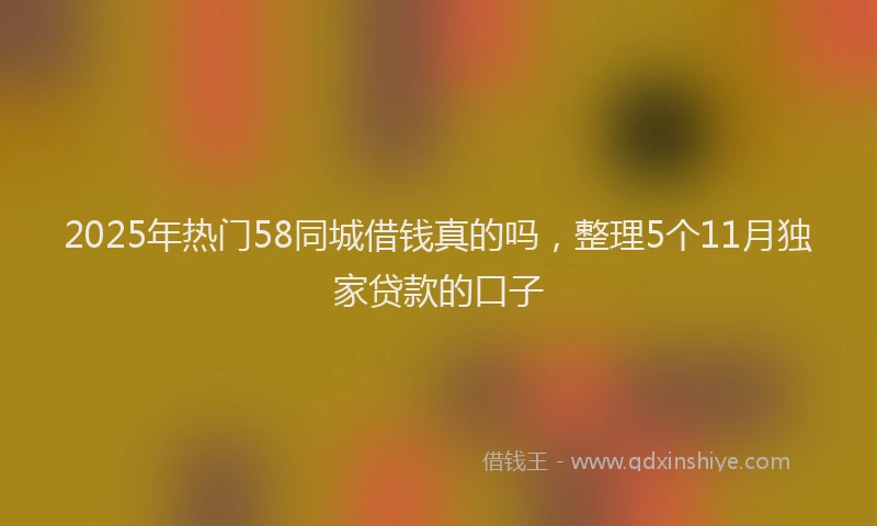 2025年热门58同城借钱真的吗，整理5个11月独家贷款的口子