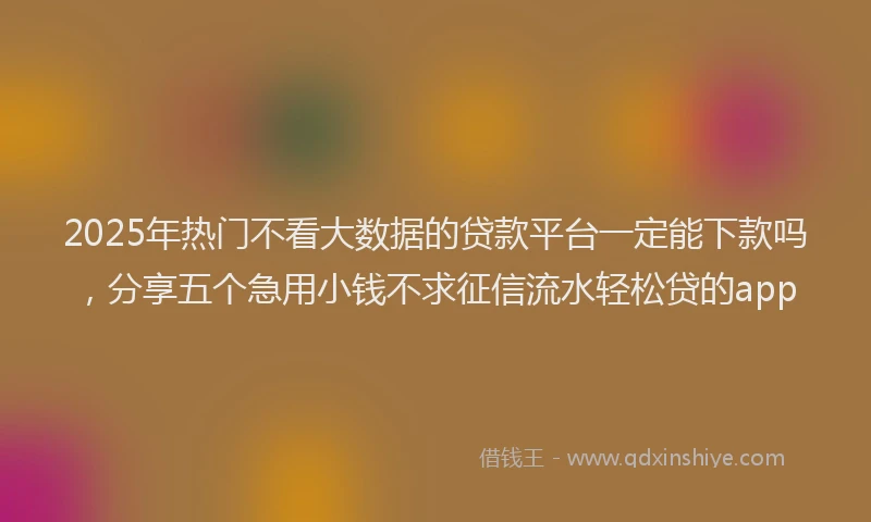 2025年热门不看大数据的贷款平台一定能下款吗，分享五个急用小钱不求征信流水轻松贷的app