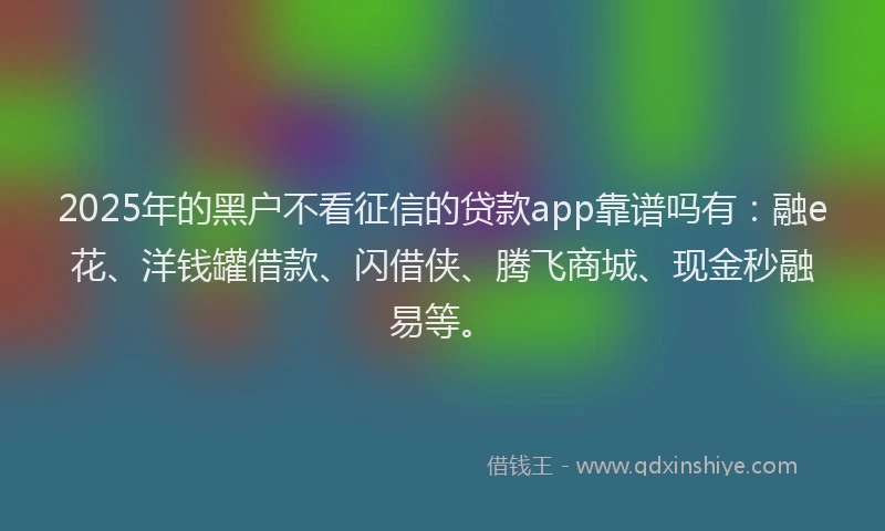 2025年的黑户不看征信的贷款app靠谱吗有：融e花、洋钱罐借款、闪借侠、腾飞商城、现金秒融易等。
