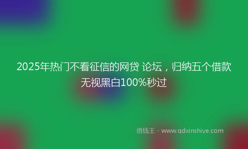 2025年热门不看征信的网贷 论坛,归纳五个借款无视黑白100%秒过