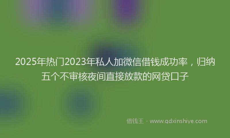 2025年热门2023年私人加微信借钱成功率，归纳五个不审核夜间直接放款的网贷口子