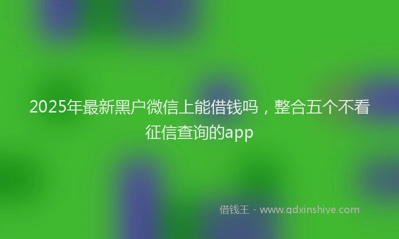 2025年最新黑户微信上能借钱吗，整合五个不看征信查询的app