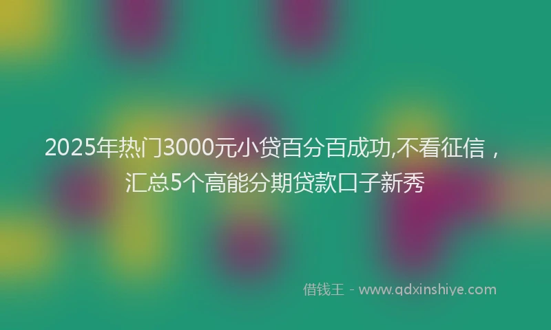 2025年热门3000元小贷百分百成功,不看征信，汇总5个高能分期贷款口子新秀