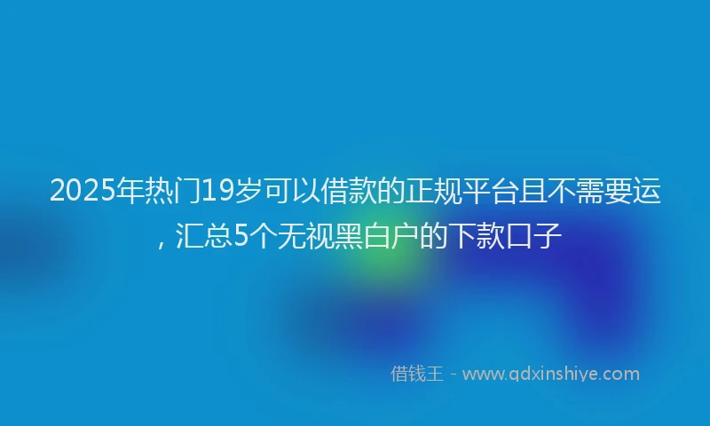 2025年热门19岁可以借款的正规平台且不需要运，汇总5个无视黑白户的下款口子
