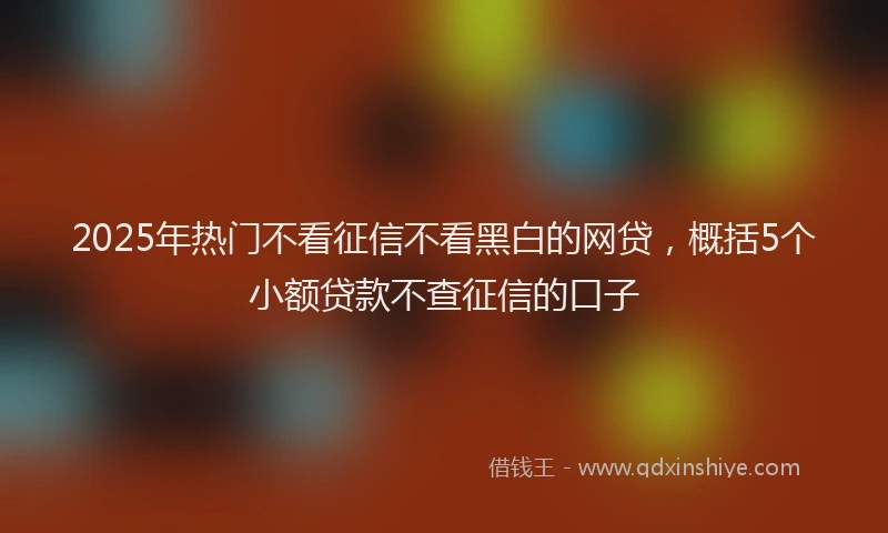 2025年热门不看征信不看黑白的网贷，概括5个小额贷款不查征信的口子