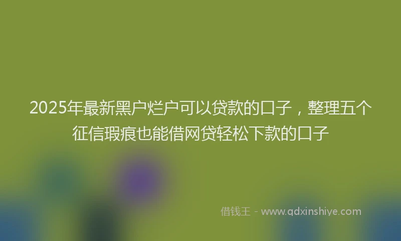 2025年最新黑户烂户可以贷款的口子，整理五个征信瑕疵也能借网贷轻松下款的口子