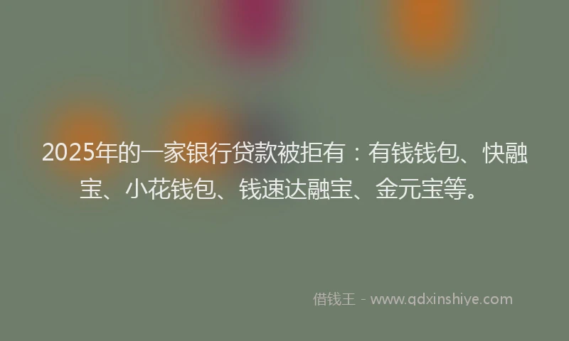 2025年的一家银行贷款被拒有：有钱钱包、快融宝、小花钱包、钱速达融宝、金元宝等。