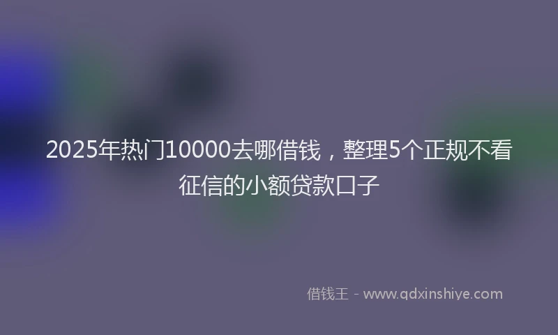 2025年热门10000去哪借钱，整理5个正规不看征信的小额贷款口子
