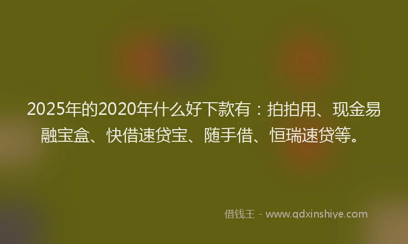 2025年的2020年什么好下款有：拍拍用、现金易融宝盒、快借速贷宝、随手借、恒瑞速贷等。