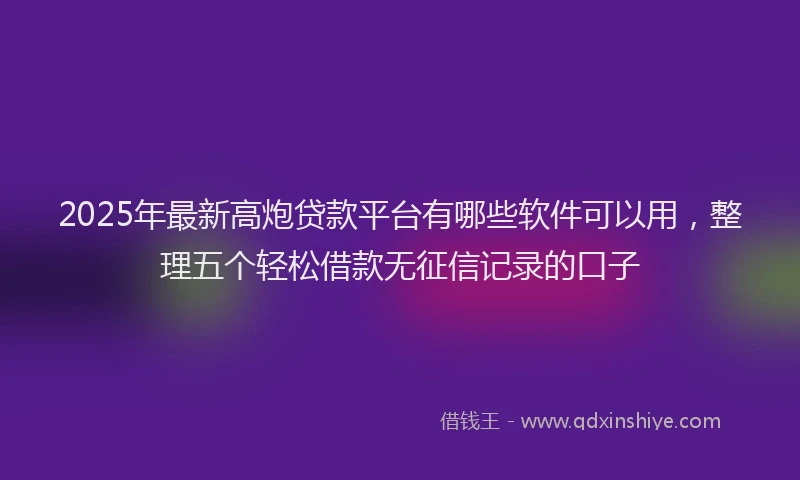 2025年最新高炮贷款平台有哪些软件可以用，整理五个轻松借款无征信记录的口子