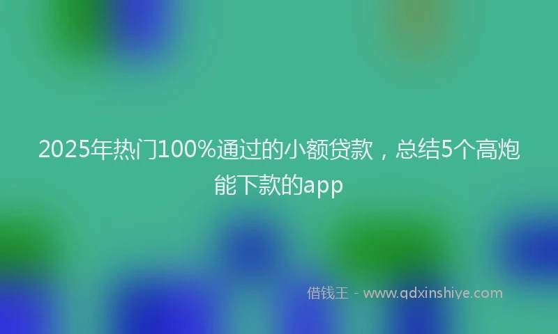 2025年热门100%通过的小额贷款，总结5个高炮能下款的app