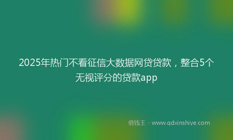 2025年热门不看征信大数据网贷贷款，整合5个无视评分的贷款app
