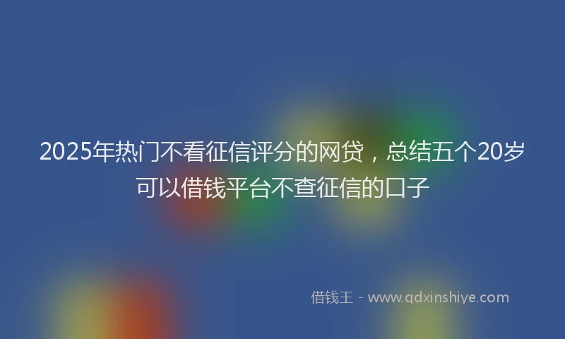 2025年热门不看征信评分的网贷,总结五个20岁可以借钱平台不查征信的口子