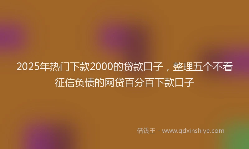 2025年热门下款2000的贷款口子，整理五个不看征信负债的网贷百分百下款口子