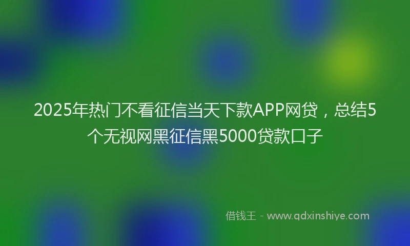 2025年热门不看征信当天下款APP网贷，总结5个无视网黑征信黑5000贷款口子