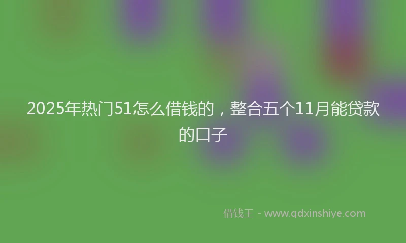2025年热门51怎么借钱的，整合五个11月能贷款的口子