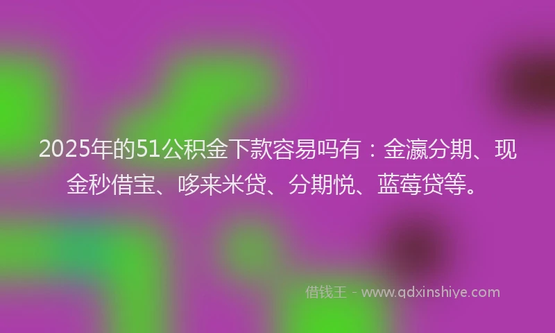 2025年的51公积金下款容易吗有：金瀛分期、现金秒借宝、哆来米贷、分期悦、蓝莓贷等。