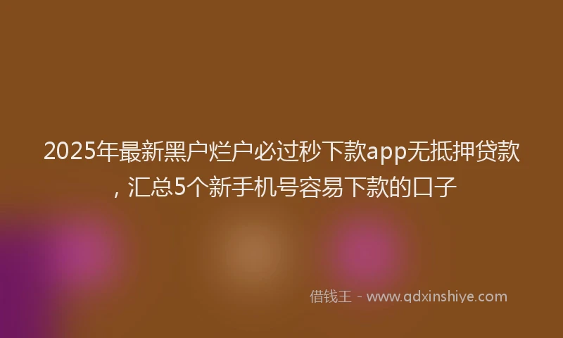 2025年最新黑户烂户必过秒下款app无抵押贷款，汇总5个新手机号容易下款的口子