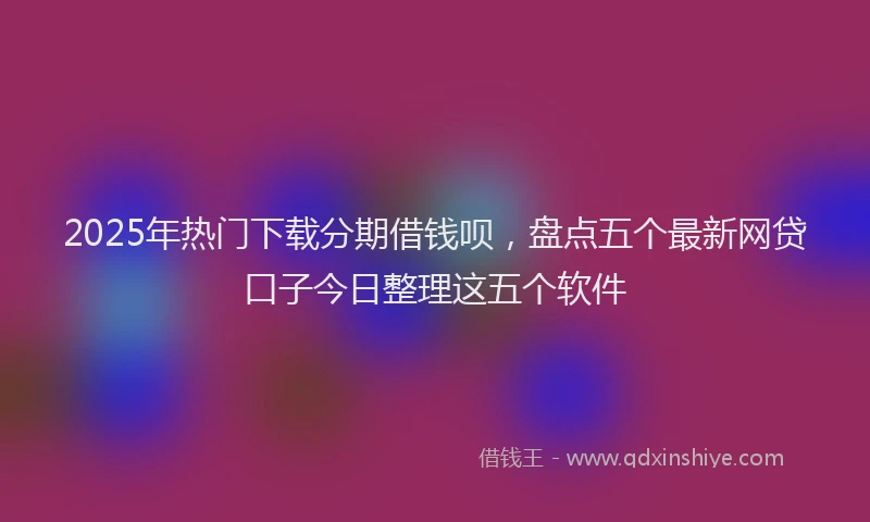 2025年热门下载分期借钱呗，盘点五个最新网贷口子今日整理这五个软件