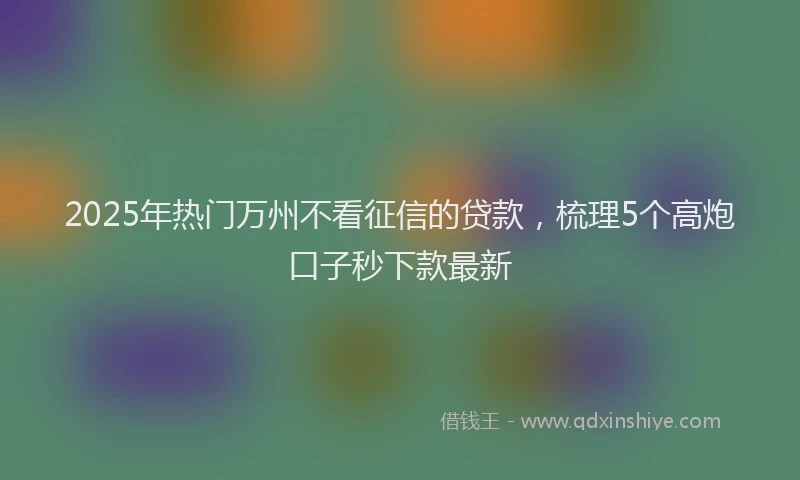2025年热门万州不看征信的贷款，梳理5个高炮口子秒下款最新