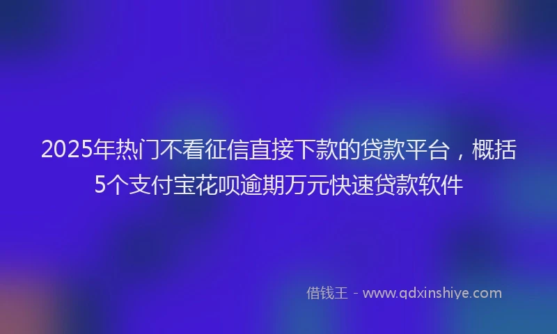 2025年热门不看征信直接下款的贷款平台，概括5个支付宝花呗逾期万元快速贷款软件