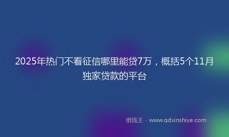 2025年热门不看征信哪里能贷7万，概括5个11月独家贷款的平台