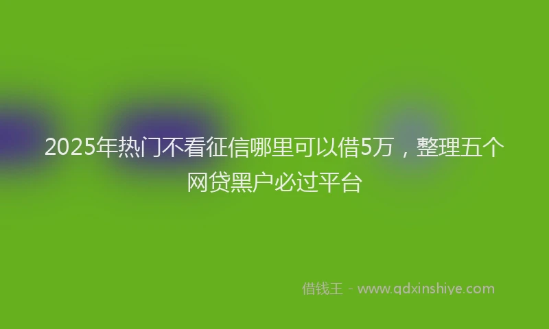 2025年热门不看征信哪里可以借5万，整理五个网贷黑户必过平台