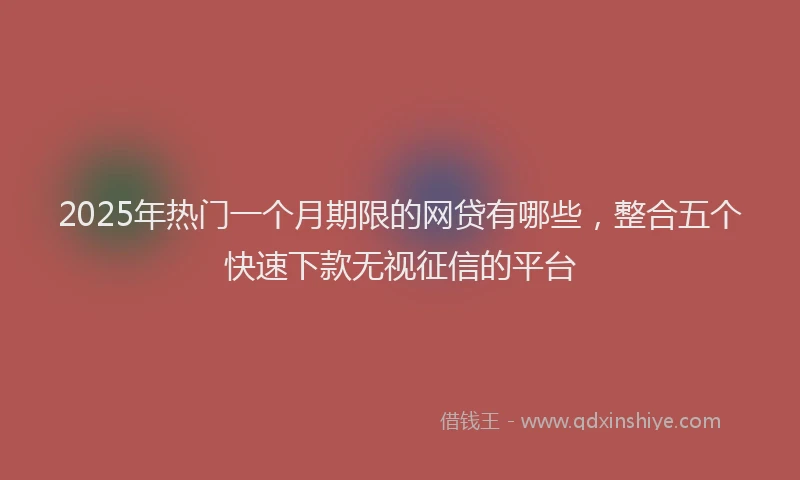 2025年热门一个月期限的网贷有哪些，整合五个快速下款无视征信的平台