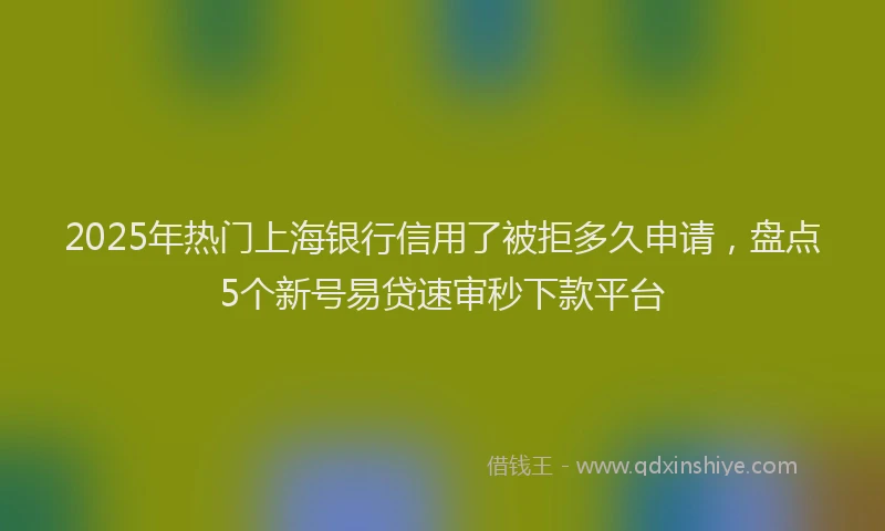 2025年热门上海银行信用了被拒多久申请，盘点5个新号易贷速审秒下款平台