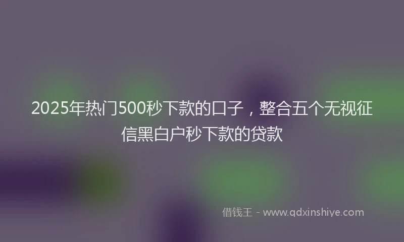 2025年热门500秒下款的口子，整合五个无视征信黑白户秒下款的贷款