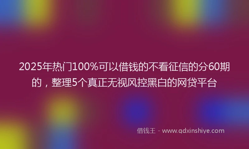 2025年热门100%可以借钱的不看征信的分60期的，整理5个真正无视风控黑白的网贷平台