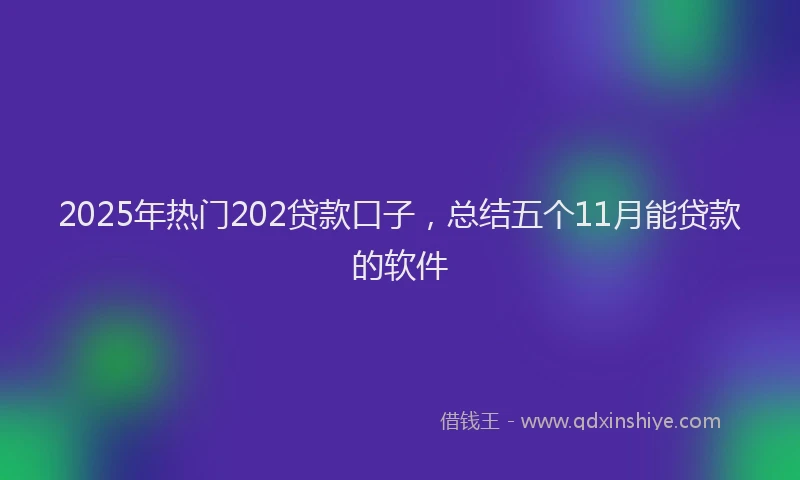 2025年热门202贷款口子，总结五个11月能贷款的软件