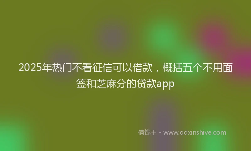 2025年热门不看征信可以借款，概括五个不用面签和芝麻分的贷款app