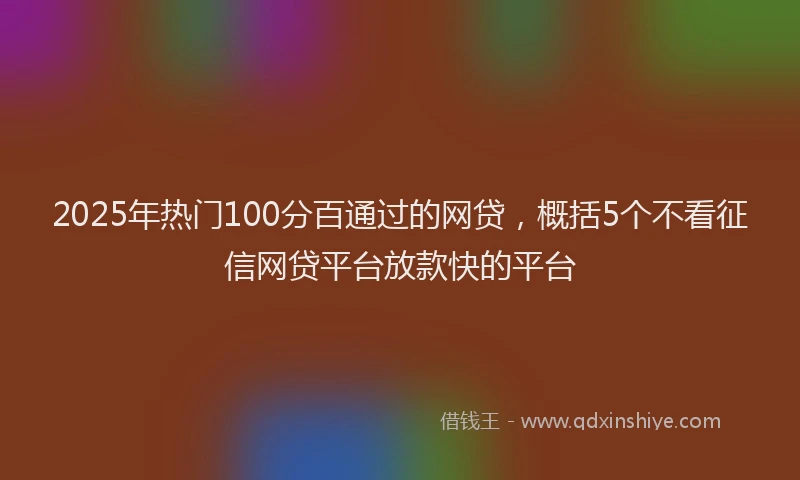 2025年热门100分百通过的网贷，概括5个不看征信网贷平台放款快的平台