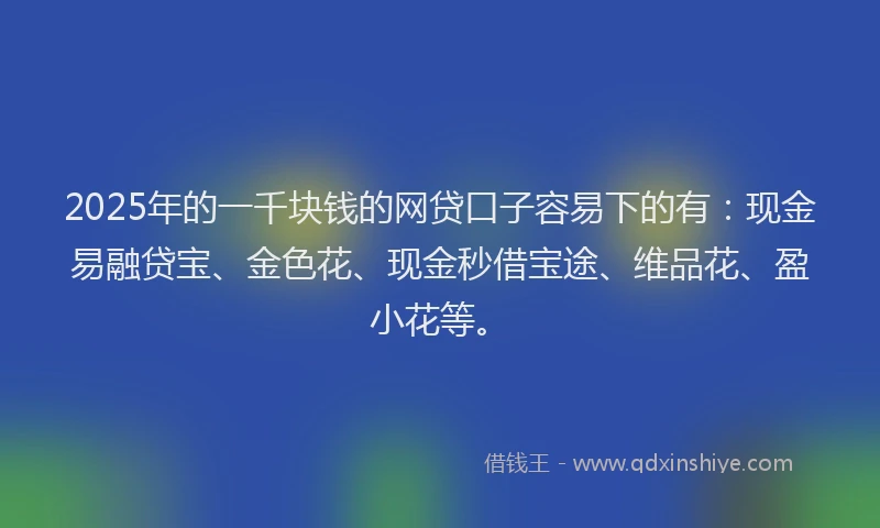 2025年的一千块钱的网贷口子容易下的有：现金易融贷宝、金色花、现金秒借宝途、维品花、盈小花等。